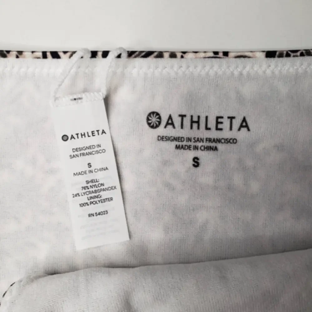 Athleta Bikini‎ Bottoms S White Black Taupe Floral Print